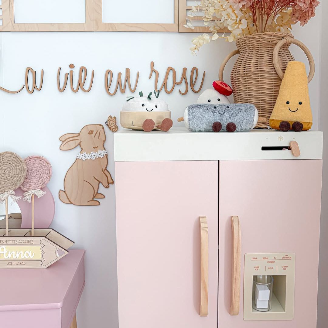 ROBUD Wooden Pink Refrigerator