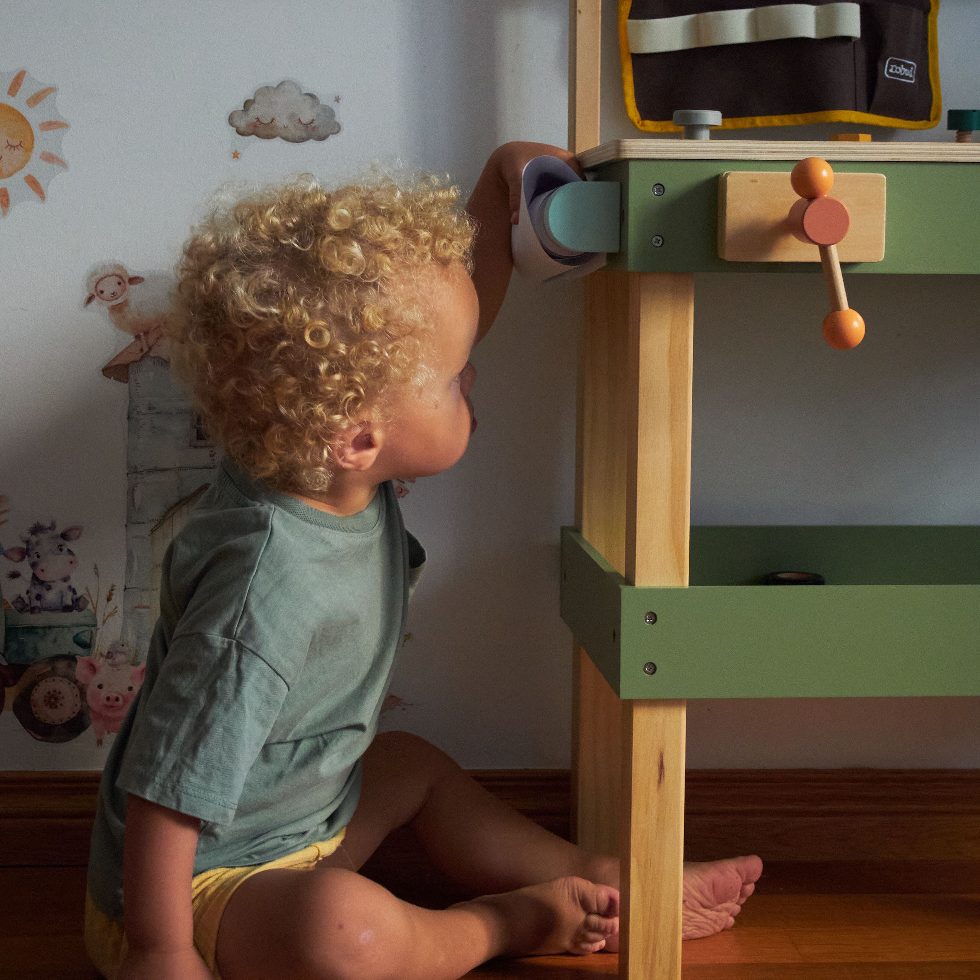 ROBUD Wooden Kids Tool Bench - Avocado Green