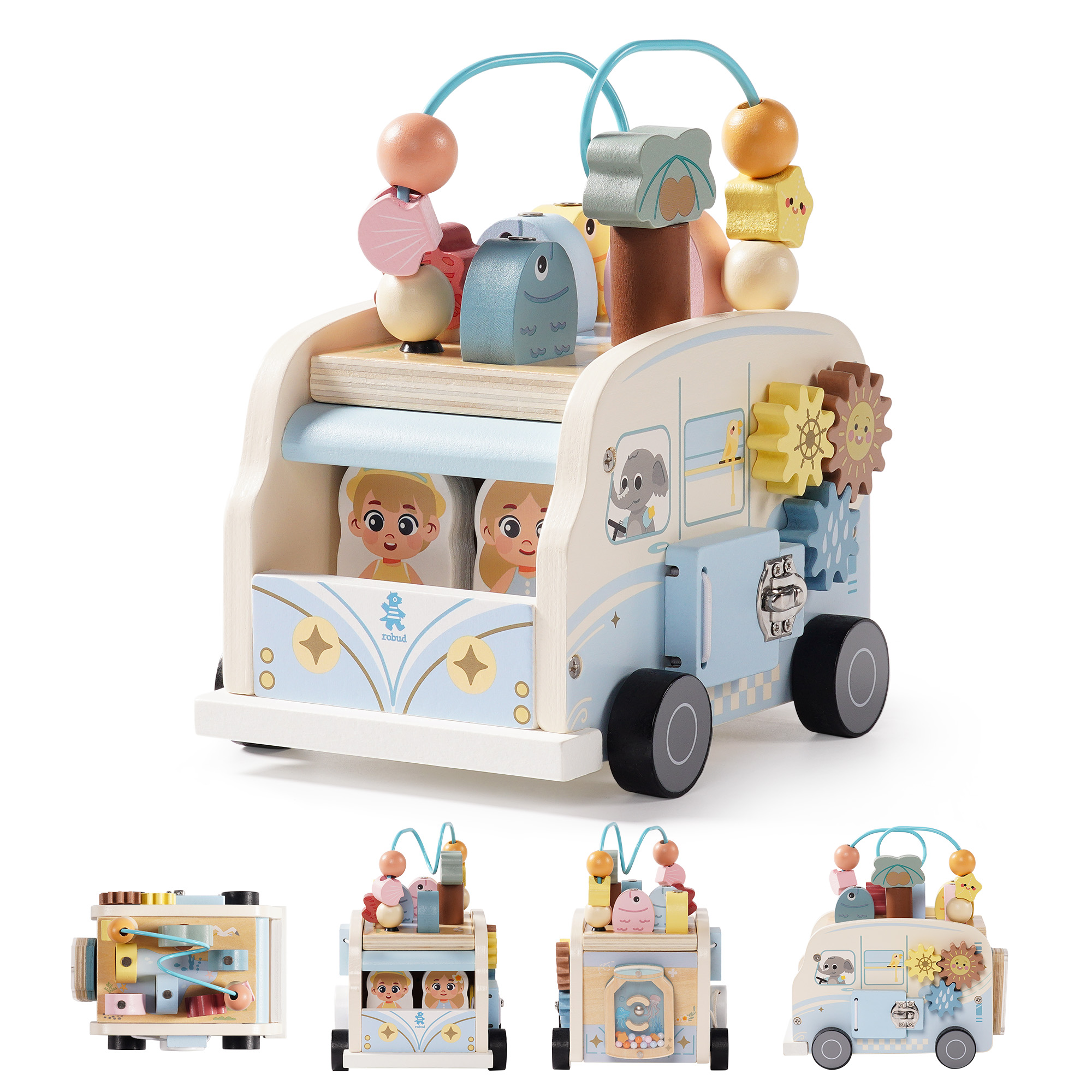 WRP62 complete wooden bus activity cube