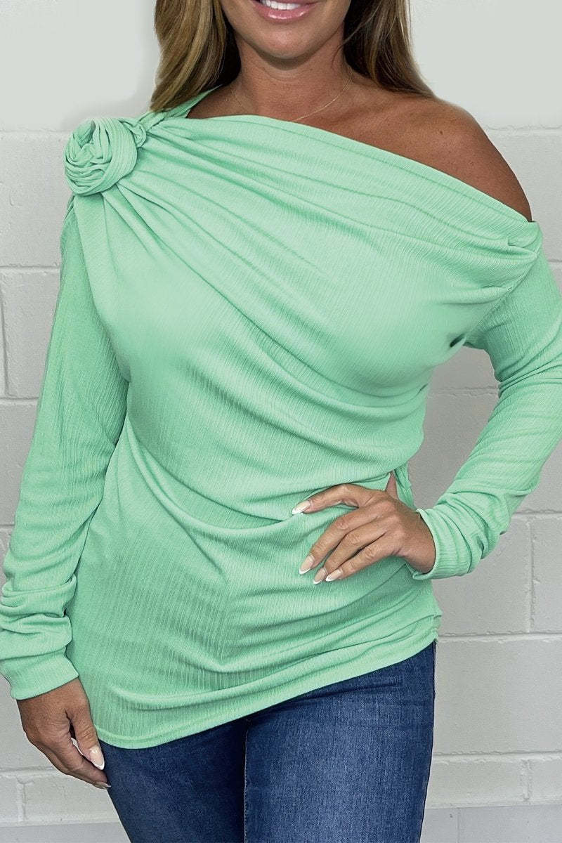 Rose solid color casual top