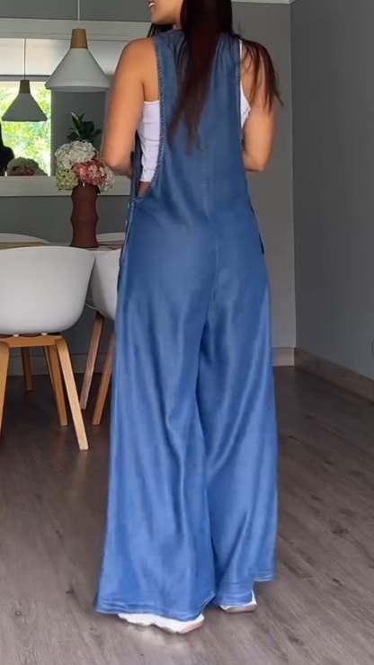 Side Button Overalls Jumpsuit