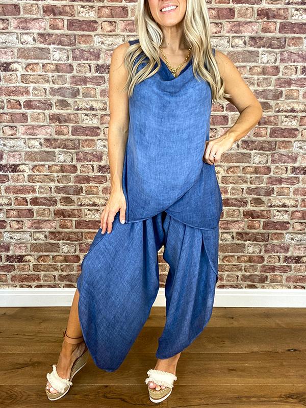 Casual V-Neck Sleeveless Two Piece Suit