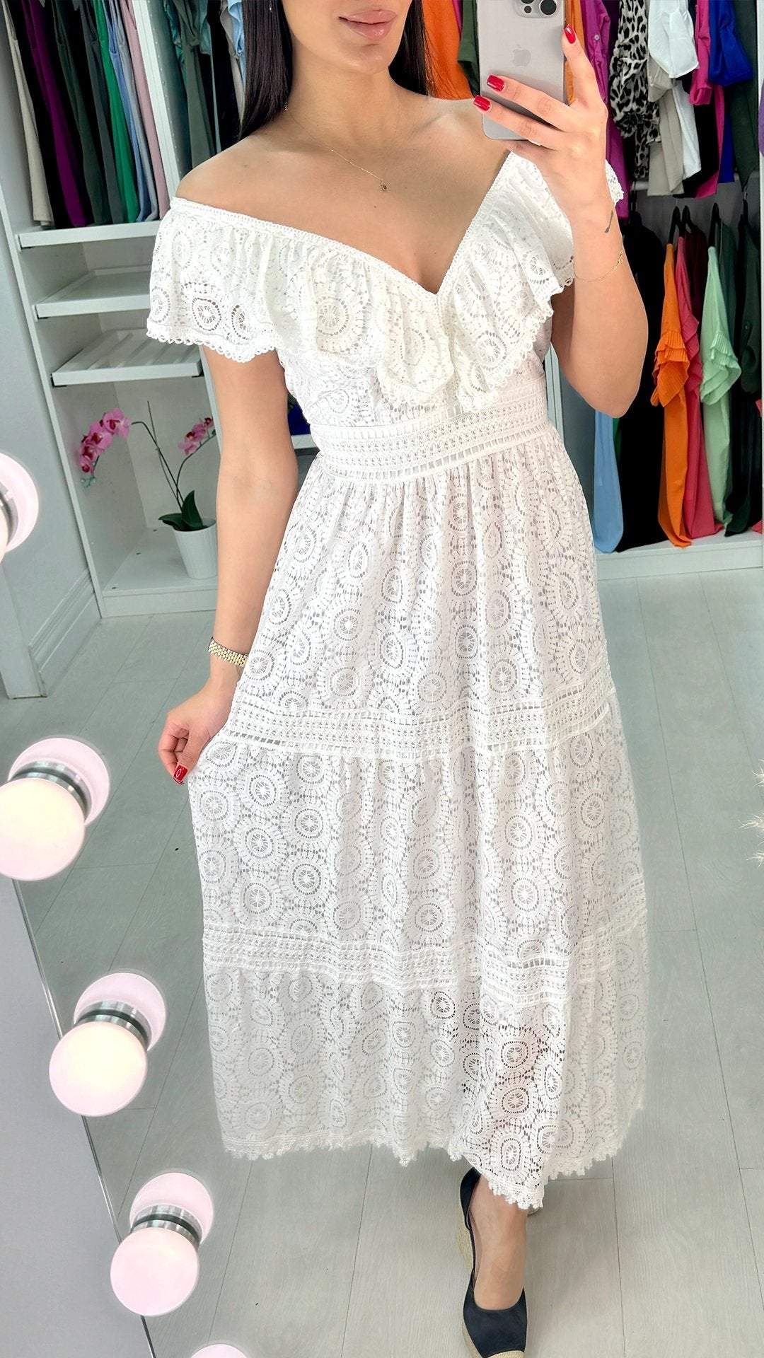 V-neck Lace Cutout Dress