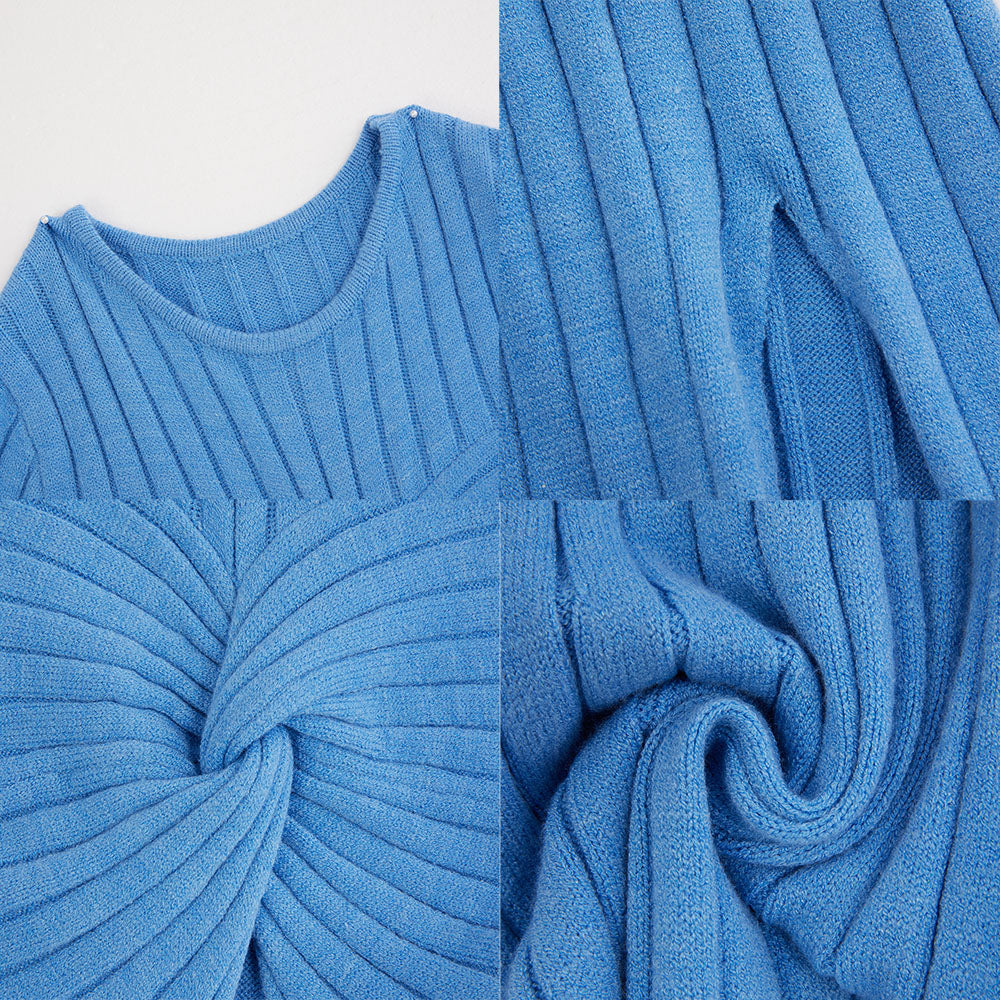 Knit Cut Out Long Sleeve Split Midi Dress