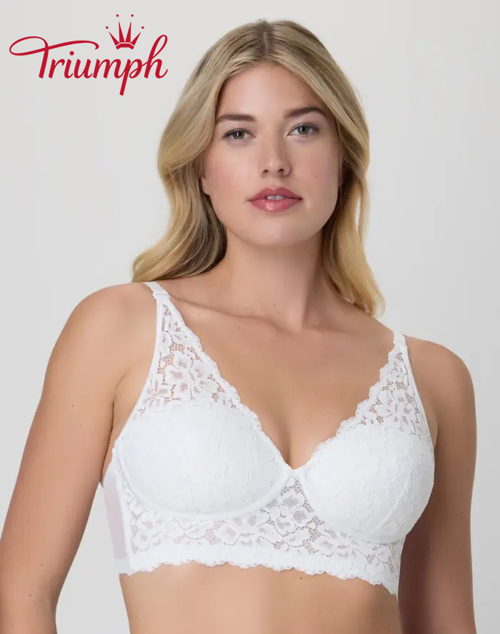 👙TRIUMPH – [4 szt.]🔥Bezfiszbinowy biustonosz typu longline z koronki