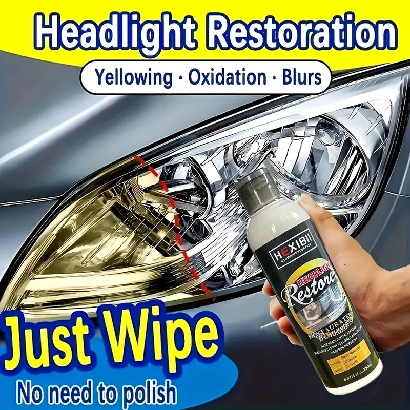 🌟 🚗Lichid pentru repararea farurilor mașinii, oxidarea farurilor auto, zgârieturi îngălbenite, estompare îmbunătățită cu cristale galvanizate agent de renovare