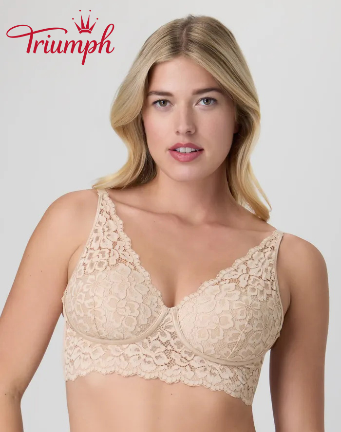 👙TRIUMPH – [4 szt.]🔥Bezfiszbinowy biustonosz typu longline z koronki