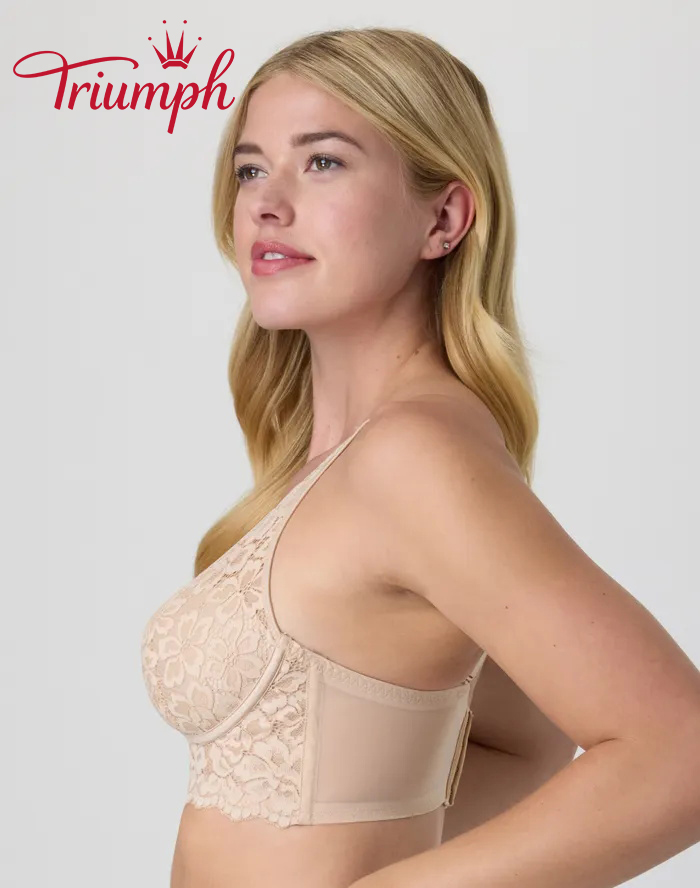 👙TRIUMPH – [4 szt.]🔥Bezfiszbinowy biustonosz typu longline z koronki