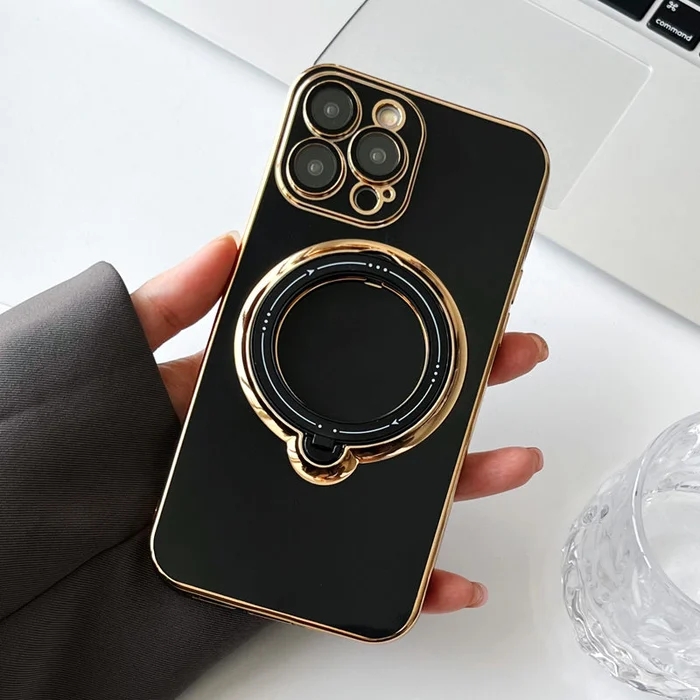 ✨Carcasa pentru telefon mobil cu suport rotativ de culoare solidă galvanizată