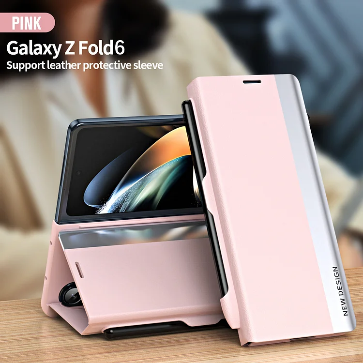 A tolltartóval ellátott Flip Stand tokot kifejezetten a Samsung Galaxy Z Foldhoz tervezték, így minden összehajtás elegáns és egyedi megjelenést kölcsönöz.