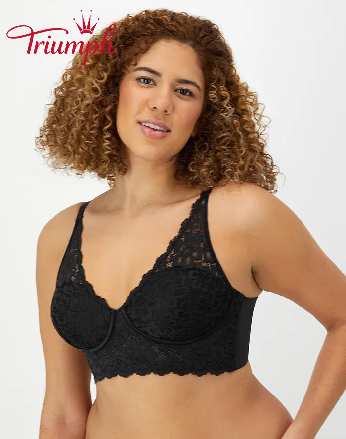 👙TRIUMPH – [4 szt.]🔥Bezfiszbinowy biustonosz typu longline z koronki