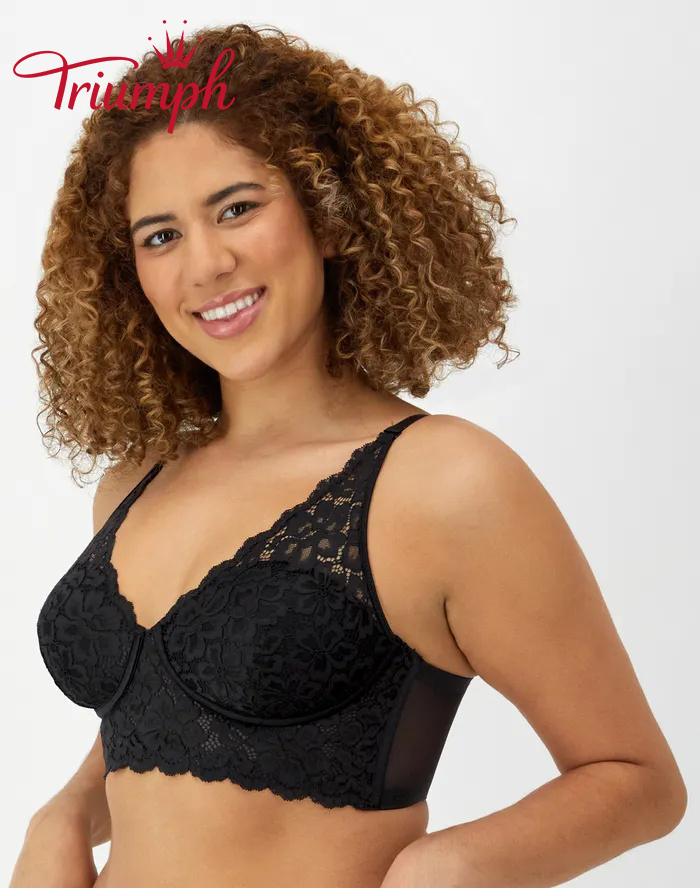 👙TRIUMPH – [4 szt.]🔥Bezfiszbinowy biustonosz typu longline z koronki