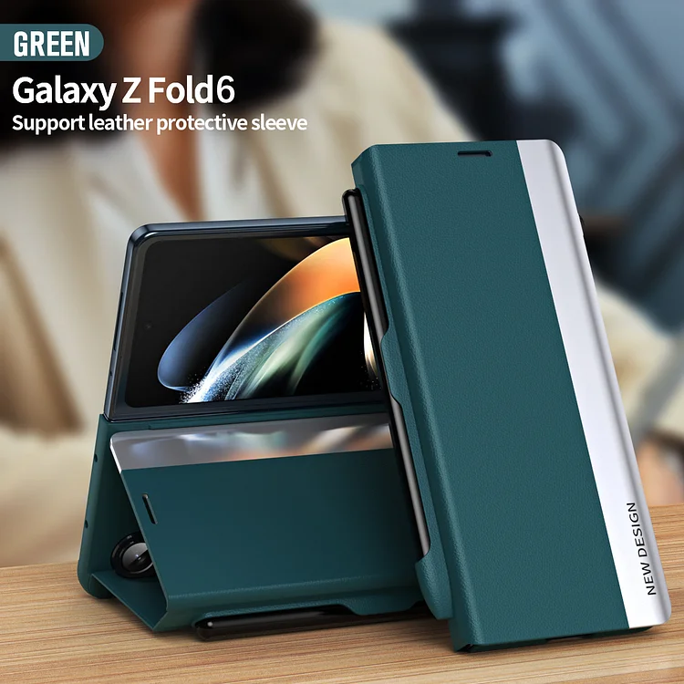 A tolltartóval ellátott Flip Stand tokot kifejezetten a Samsung Galaxy Z Foldhoz tervezték, így minden összehajtás elegáns és egyedi megjelenést kölcsönöz.