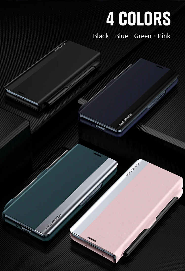 A tolltartóval ellátott Flip Stand tokot kifejezetten a Samsung Galaxy Z Foldhoz tervezték, így minden összehajtás elegáns és egyedi megjelenést kölcsönöz.