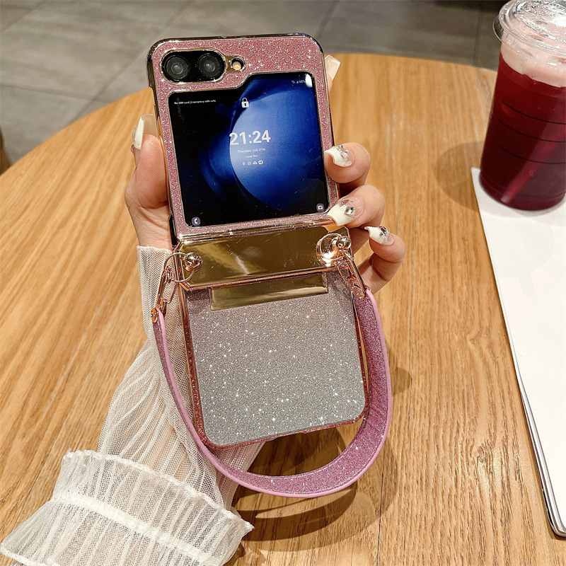 Diamond Glitter Hand-Held Wristband All-Inclusive θήκη τηλεφώνου κατά της πτώσης για Samsung Galaxy Flip