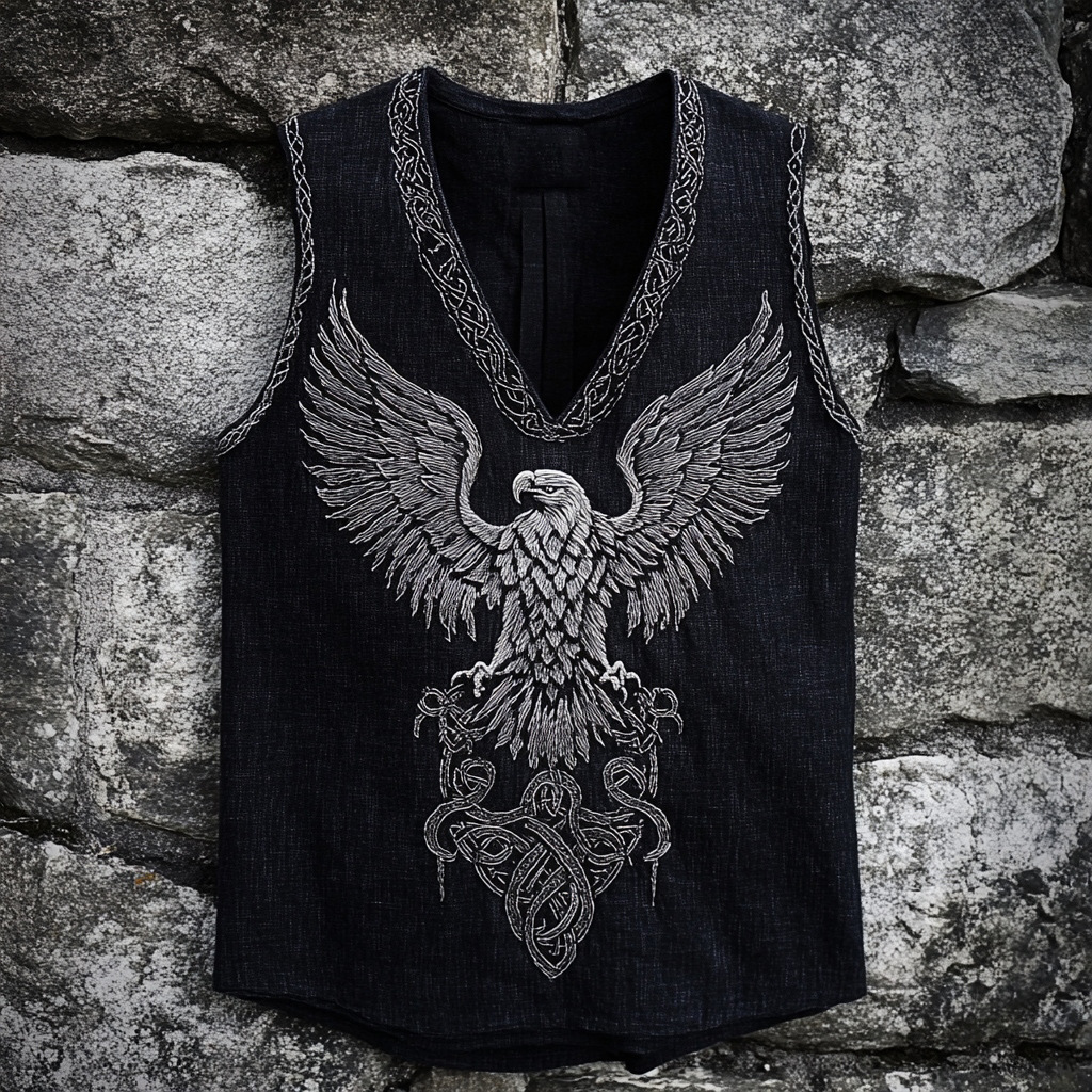 Férfi Vintage Viking Kelta Knot Art Lenvászon Ing