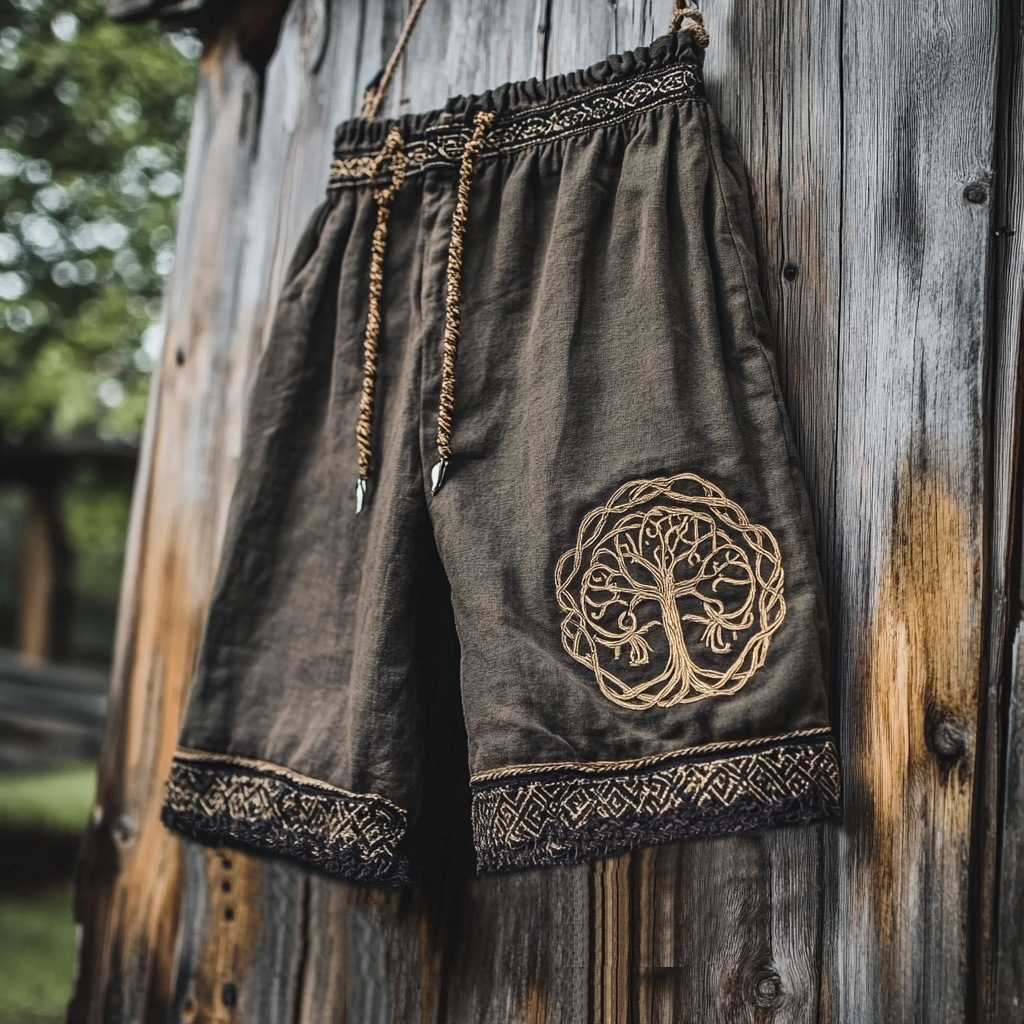 Férfi Vintage Viking Kelta Knot Art Lenvászon Ing