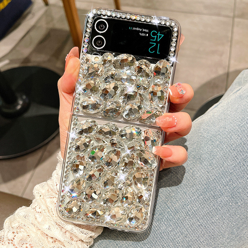 Πολυτελής διαφανής θήκη τηλεφώνου Rhinestone για Samsung Galaxy Z Flip3 Flip4 5G