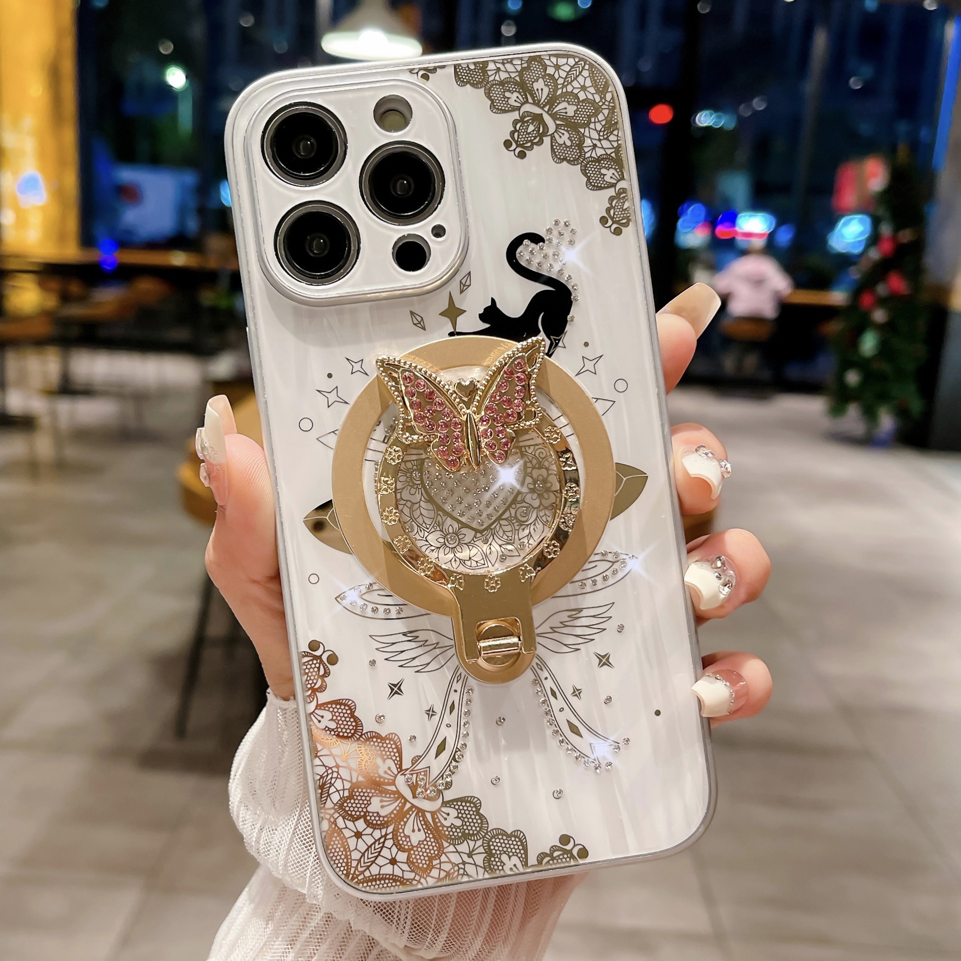 Κατάλληλο για iPhone 12/13/14/15 Plus Pro Max θήκη τηλεφώνου με βάση πεταλούδας