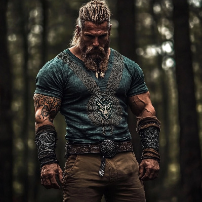 Férfi Vintage Viking Kelta Knot Art Lenvászon Ing