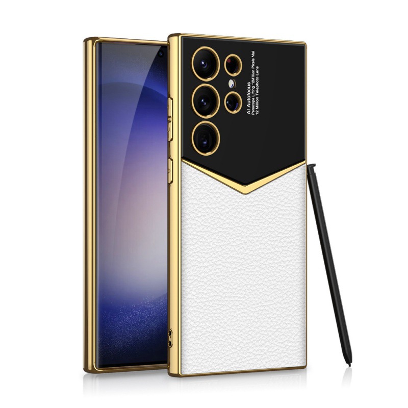 Δερμάτινη θήκη ηλεκτρολυμένης για Samsung Galaxy S23 Ultra / S23 Plus / S23