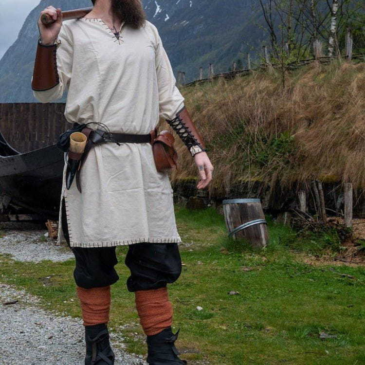 Férfi Vintage Viking Kelta Knot Art Lenvászon Ing