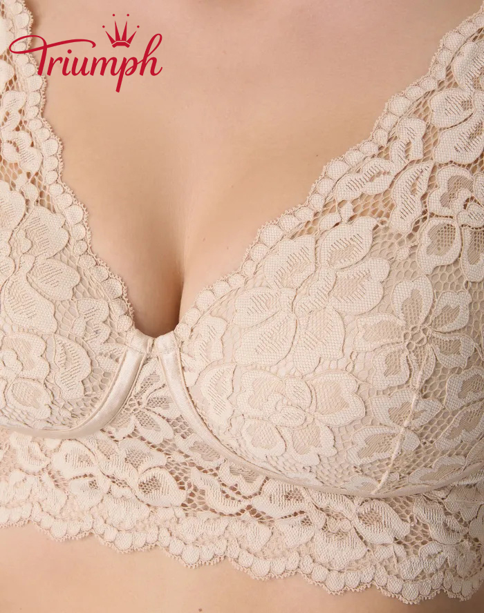👙TRIUMPH – [4 szt.]🔥Bezfiszbinowy biustonosz typu longline z koronki