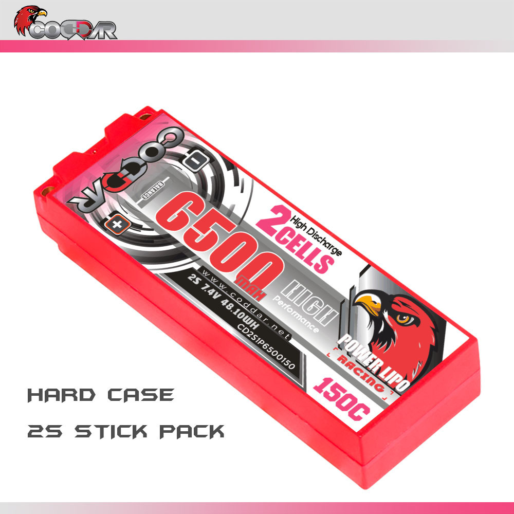 CODDAR 2S 6500MAH 7.4V 150C HARD CASE Stick Pack RC LiPo Battery