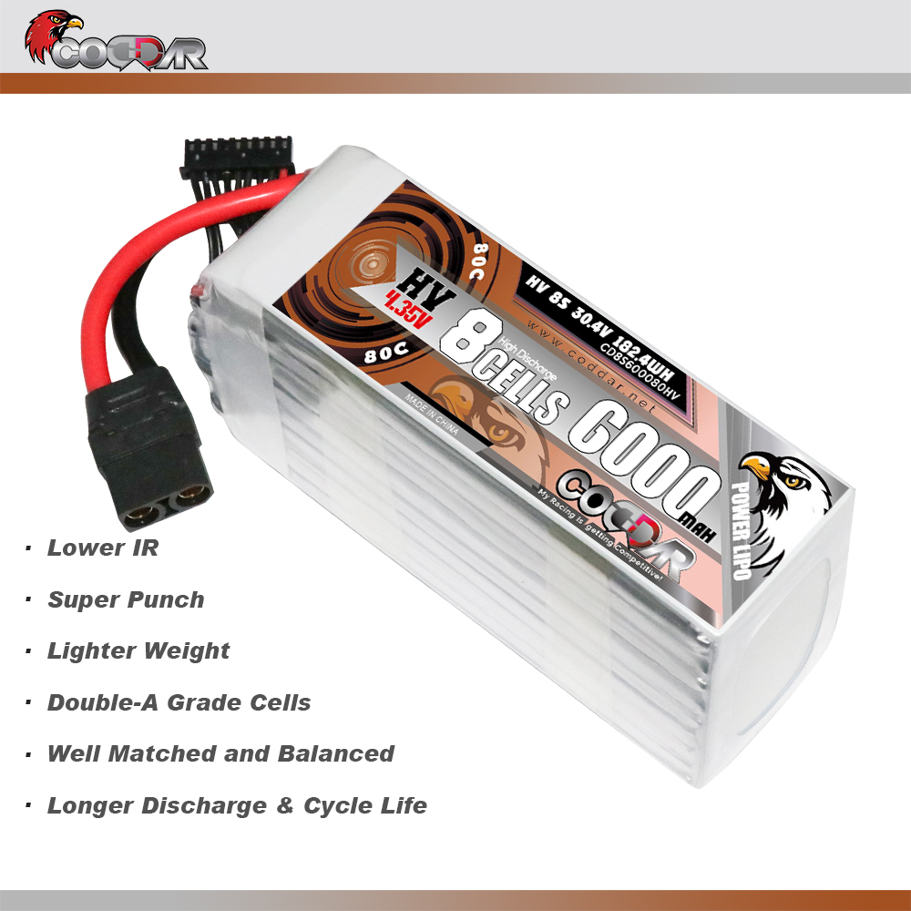 CODDAR 8S 6000MAH 30.4V 80C Soft Pack LiHV RC Lipo Battery