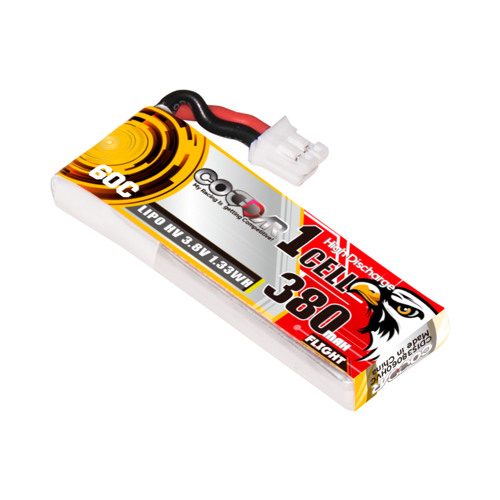CODDAR 1S 380MAH 3.8V 60C PH2.0 with cabled RC LiPo Battery