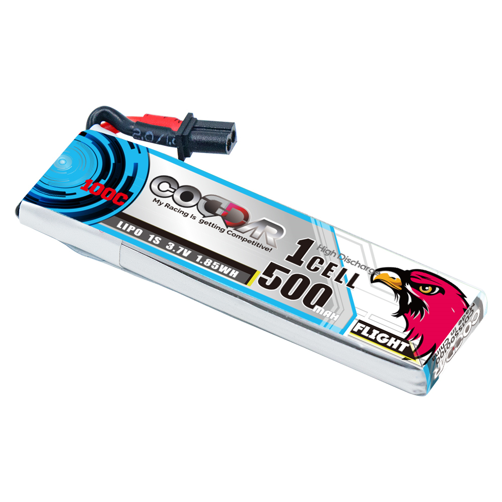 CODDAR 1S 500MAH 3.7V 100C A30 with cabled RC LiPo Battery