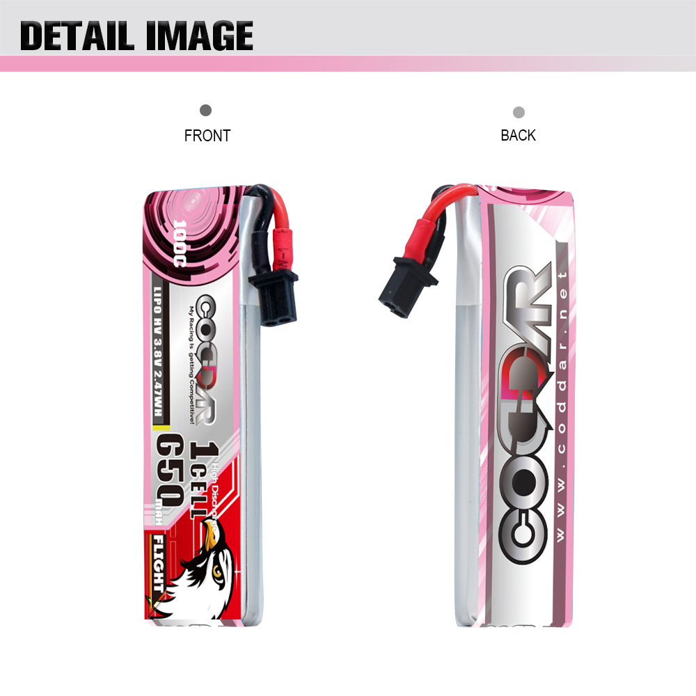 CODDAR 1S 650MAH 3.8V 100C A30 with Cabled LiHV RC LiPo Battery