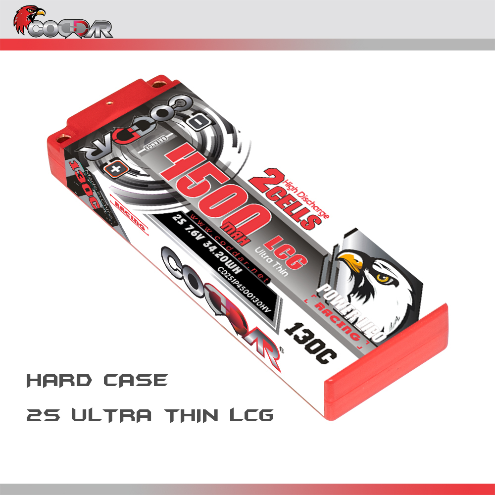 CODDAR 2S 4500MAH 7.6V 130C HARD CASE Ultra LCG Stick Pack LiHV RC LiPo Battery