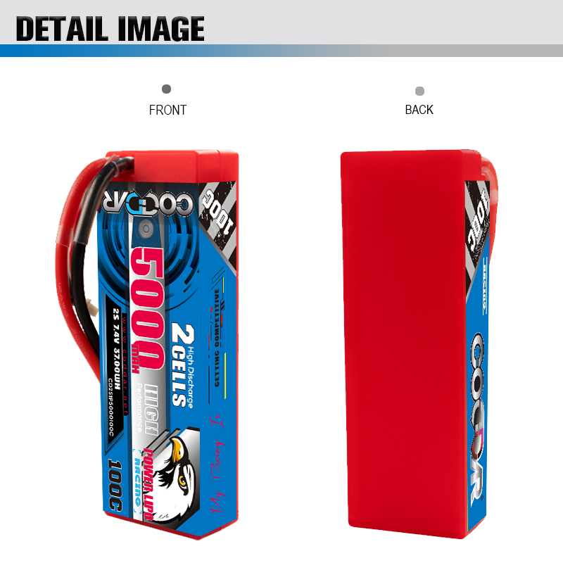 CODDAR 2S 5000MAH 7.4V 100C Cabled XT60 HARD CASE Stick Pack RC LiPo Battery
