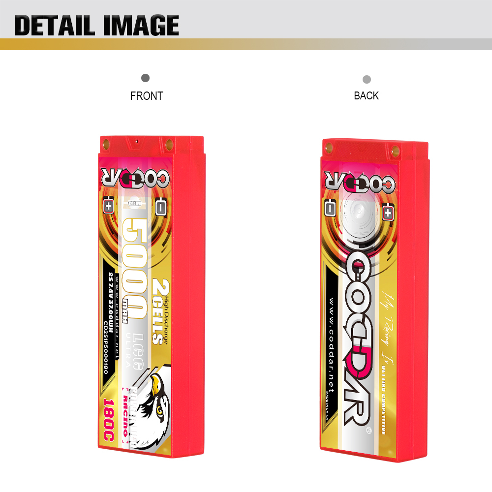 CODDAR 2S 5000MAH 7.4V 180C HARD CASE LCG Stick Pack RC LiPo Battery