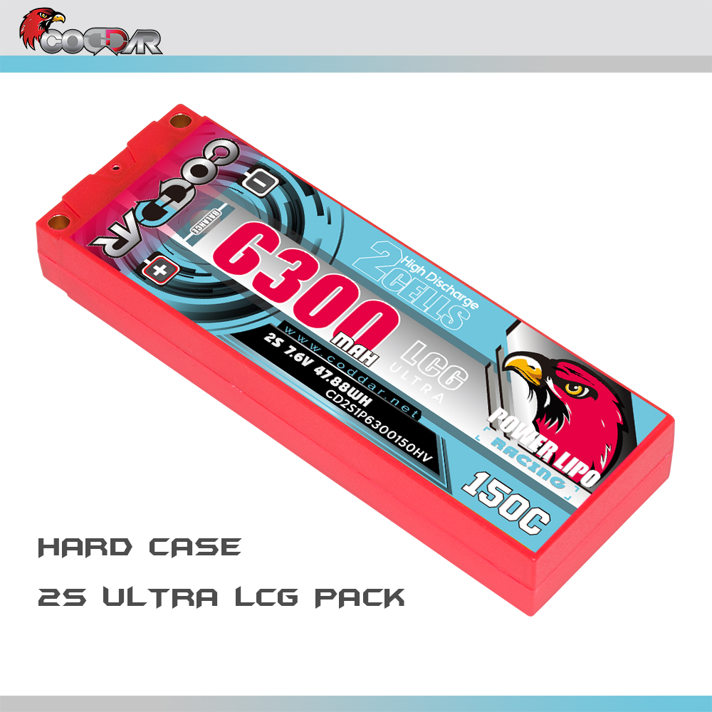 CODDAR 2S 6300MAH 7.6V 150C HARD CASE Ultra LCG Stick Pack LiHV RC LiPo Battery