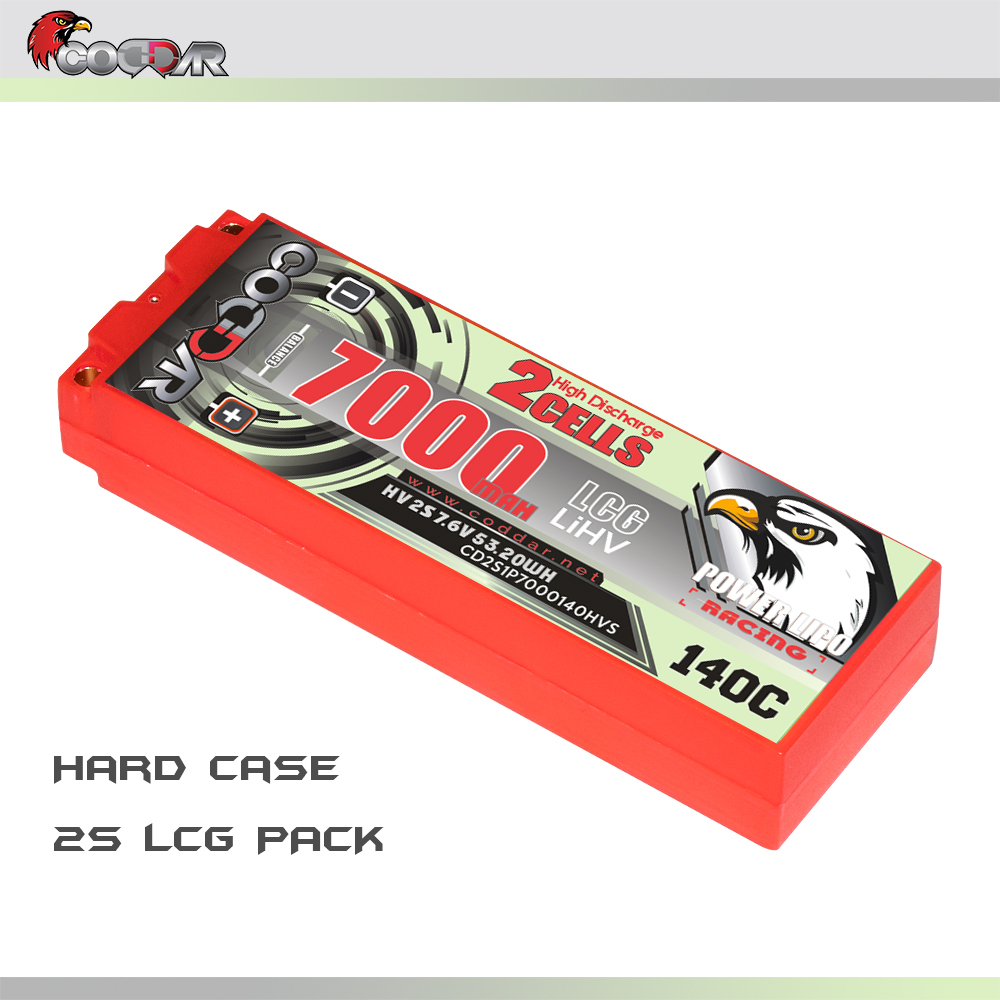 CODDAR 2S 7000MAH 7.6V 140C HARD CASE LCG Stick Pack LiHV RC LiPo Battery