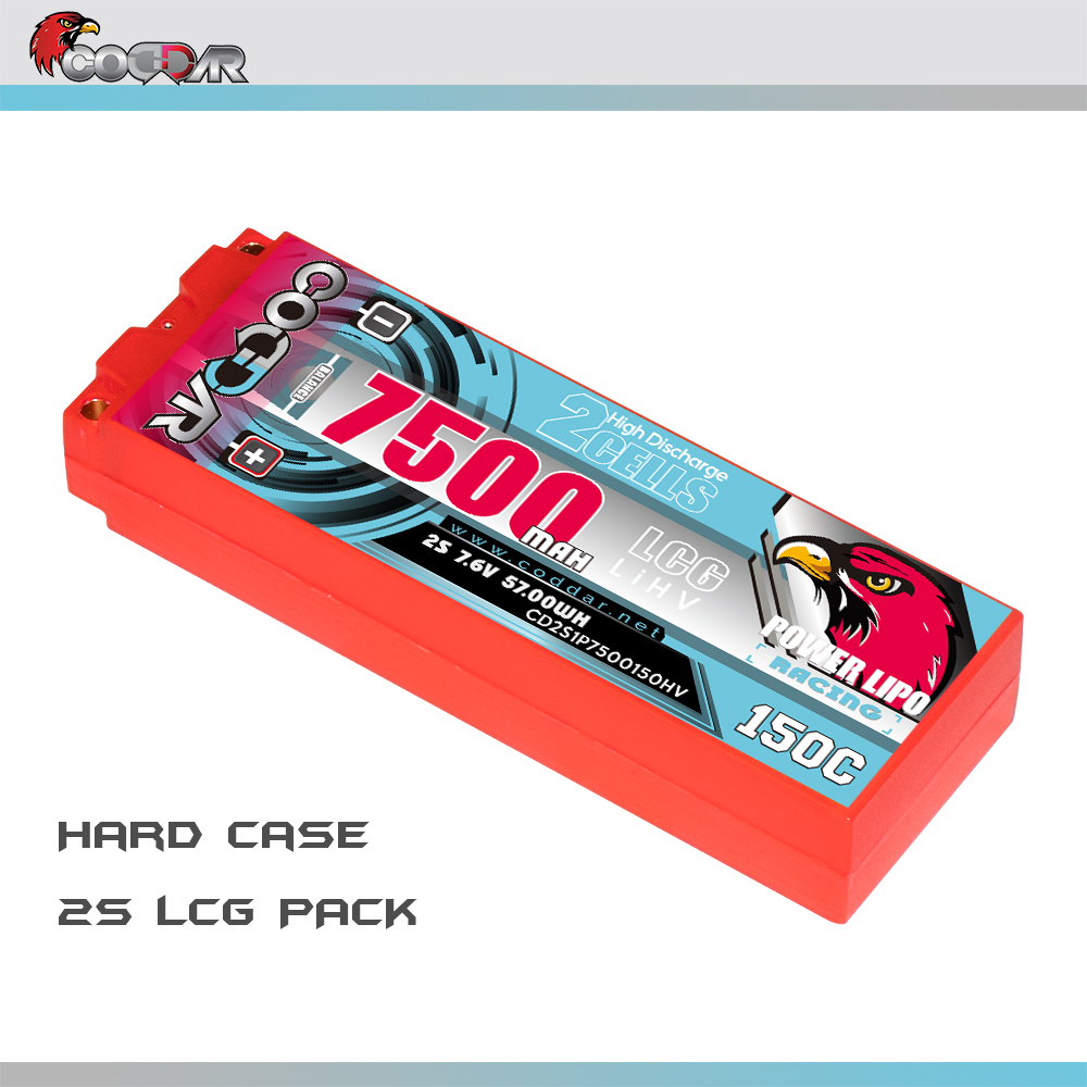 CODDAR 2S 7500MAH 7.6V 150C HARD CASE LCG Stick Pack LiHV RC LiPo Battery