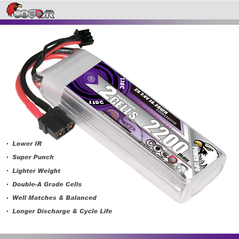 CODDAR 2S 2200MAH 14.8V 110C Soft Pack RC Lipo Battery