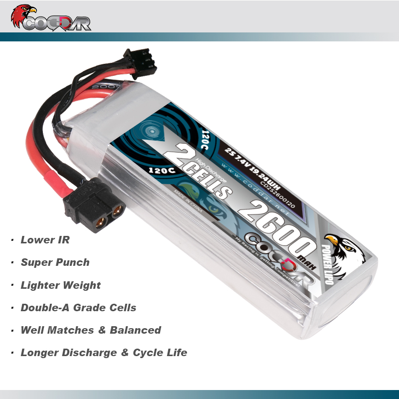 CODDAR 2S 2600MAH 14.8V 120C Soft Pack RC Lipo Battery