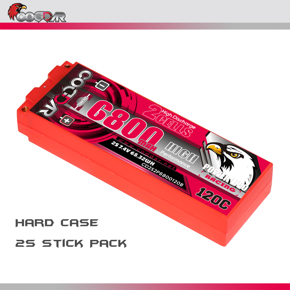 CODDAR 2S 6800MAH 7.4V 120C HARD CASE Stick Pack RC LiPo Battery