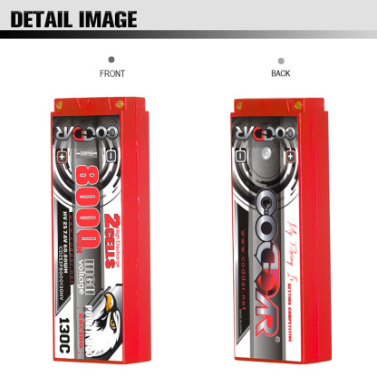 CODDAR 2S 8000MAH 7.6V 130C HARD CASE Stick Pack LiHV RC LiPo Battery