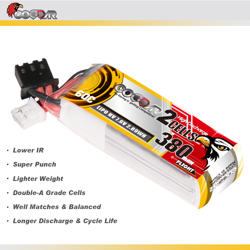 CODDAR 2S 380MAH 7.6V 60C PH2.0 RC LiPo Battery