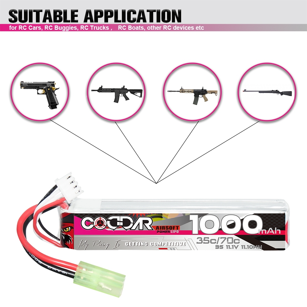 CODDAR 3S 1000MAH 11.1V 35C AirSoft Stick Pack RC LiPo Battery