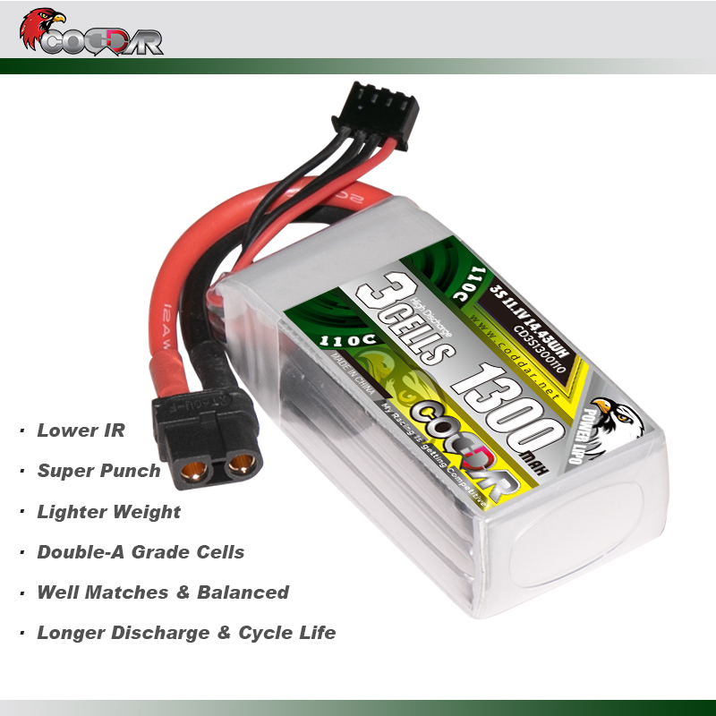 CODDAR 3S 1300MAH 11.1V 110C XT60 RC LiPo Battery