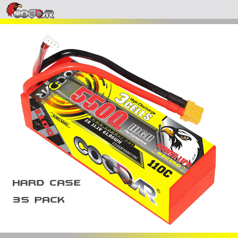 CODDAR 3S 7000MAH 11.1V 110C Cabled XT60 HARD CASE RC LiPo Battery