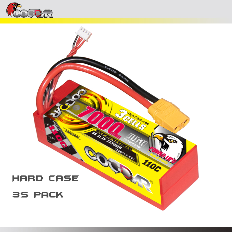 CODDAR 3S 7000MAH 11.1V 110C Cabled XT90 HARD CASE RC LiPo Battery