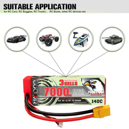 CODDAR 3S 7000MAH 11.4V 140C Cabled XT90 HARD CASE RC LiPo Battery