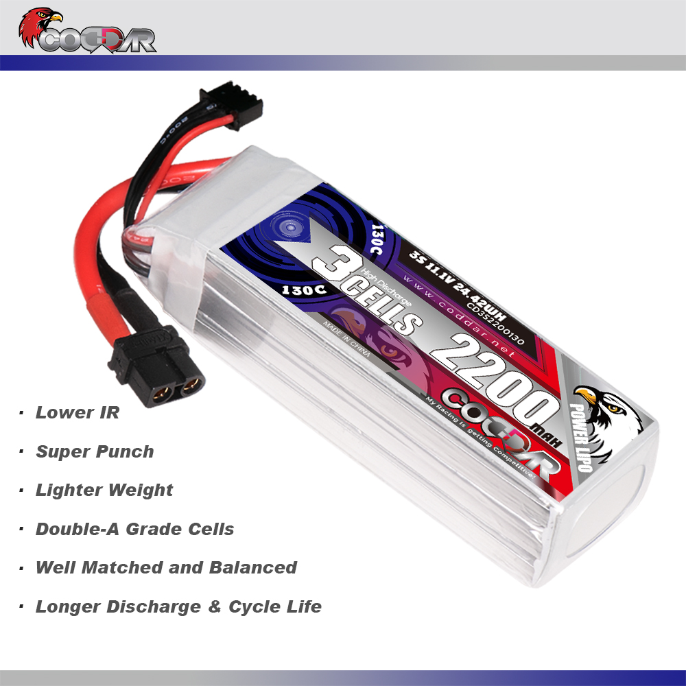 CODDAR 3S 2200MAH 11.1V 130C Soft Pack RC Lipo Battery
