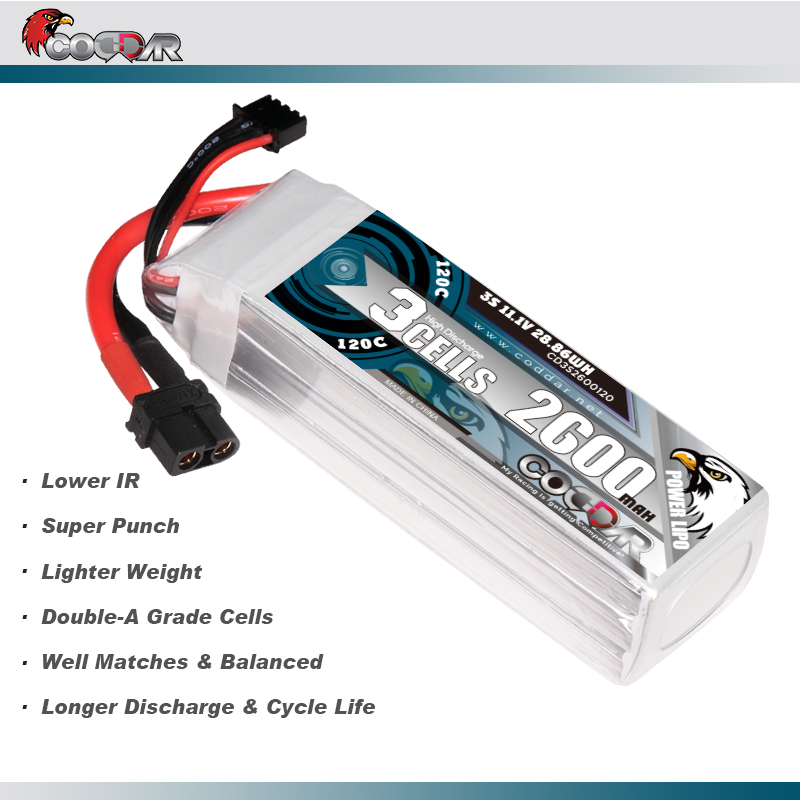 CODDAR 3S 2600MAH 11.1V 120C Soft Pack RC Lipo Battery